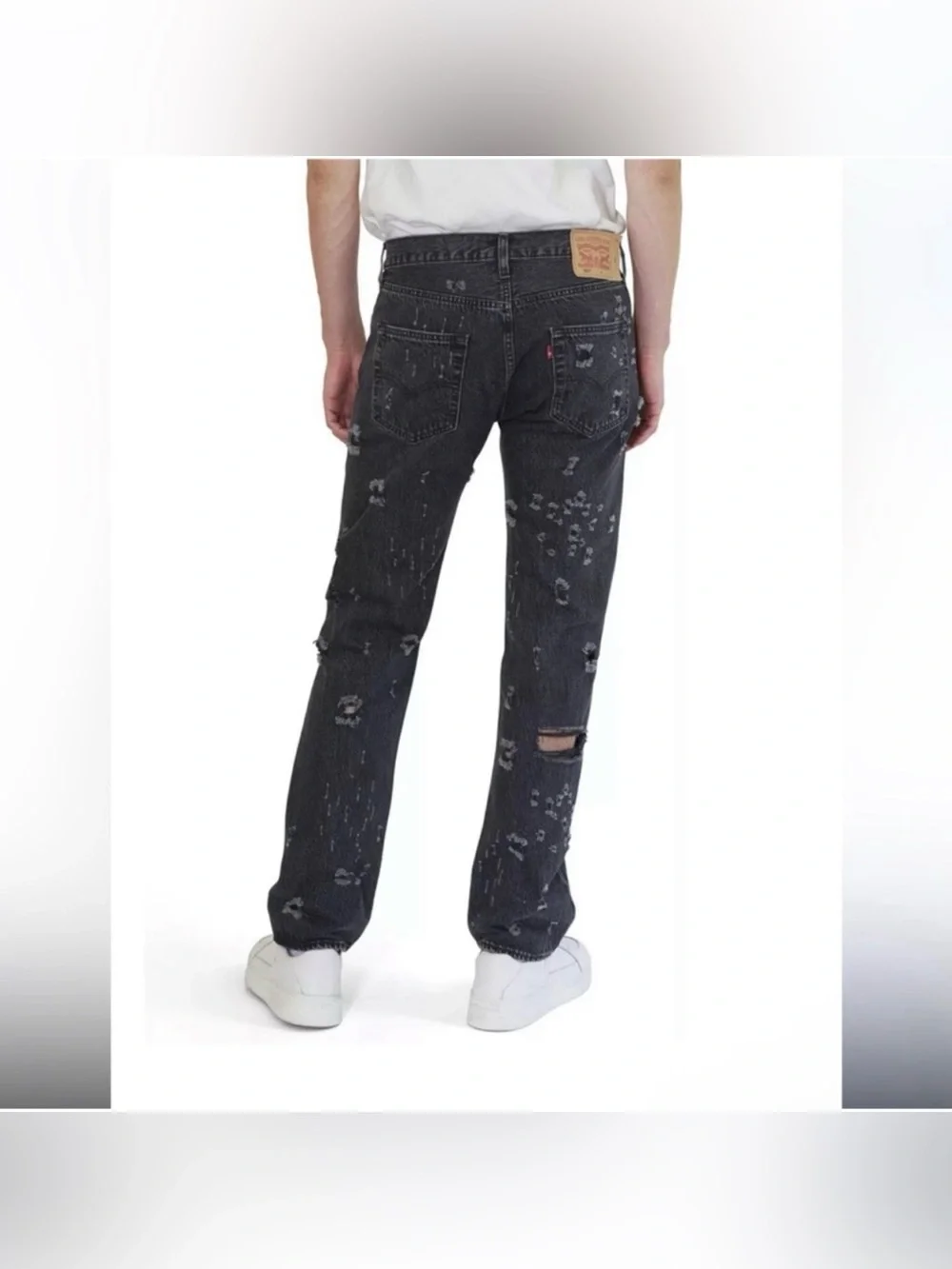 Levis Mens 501 Original Black Distressed Jeans Sz 40x30 NWT